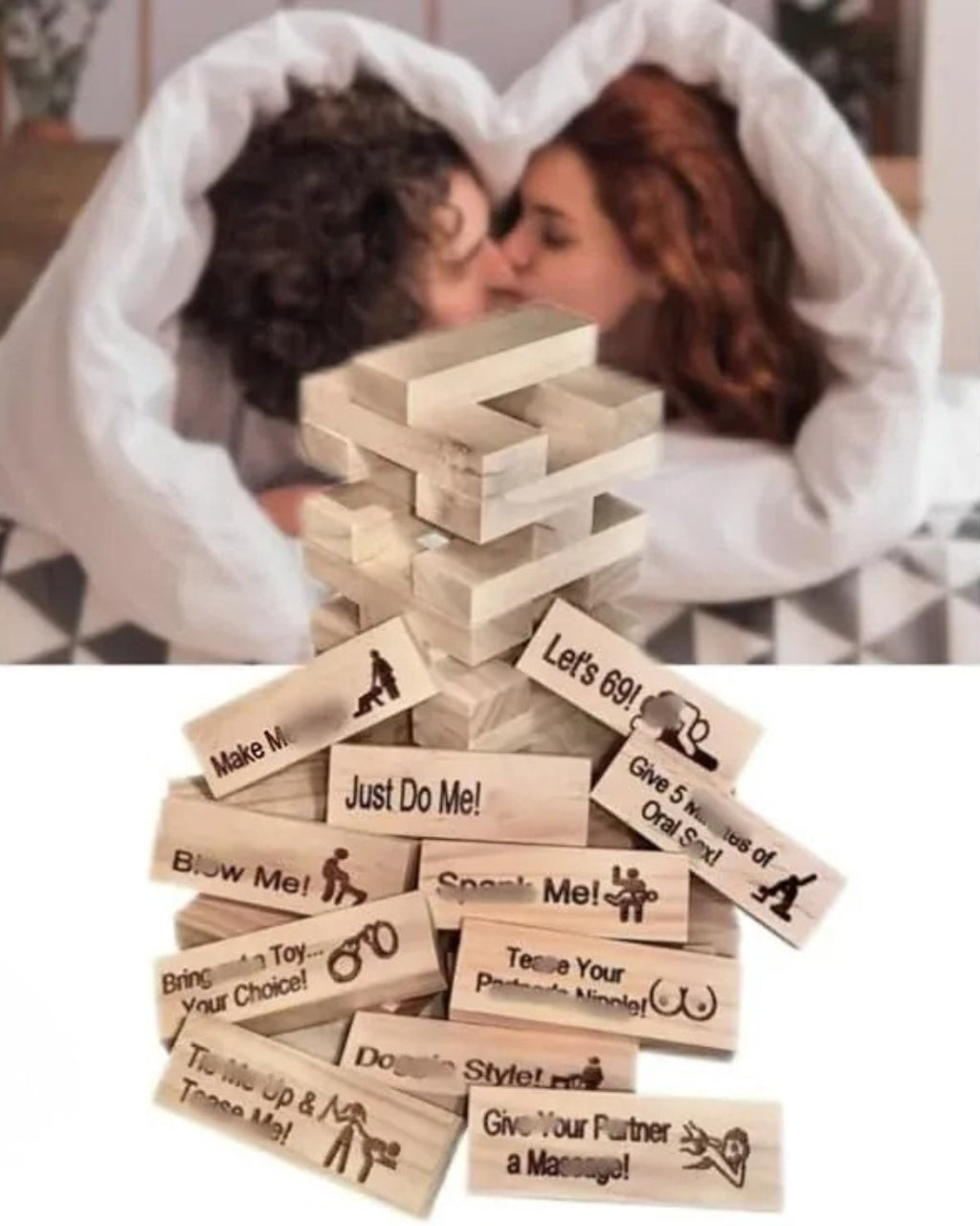 Romantic Jenga Game for Couples - Fun Date Night Activity | Perfect Gift for Couples