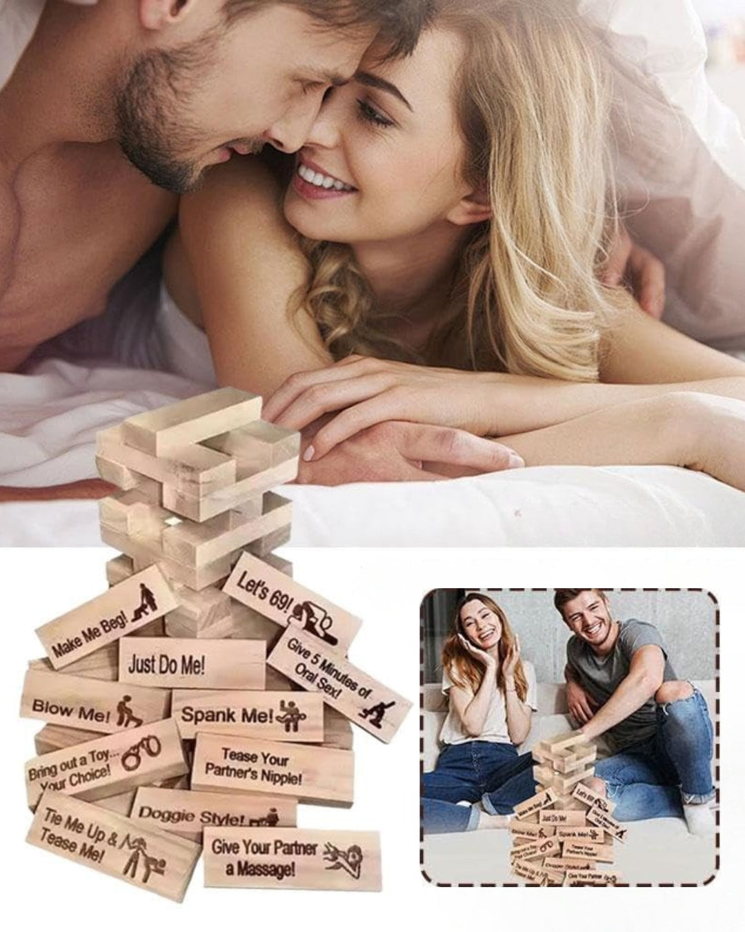 Romantic Jenga Game for Couples - Fun Date Night Activity | Perfect Gift for Couples