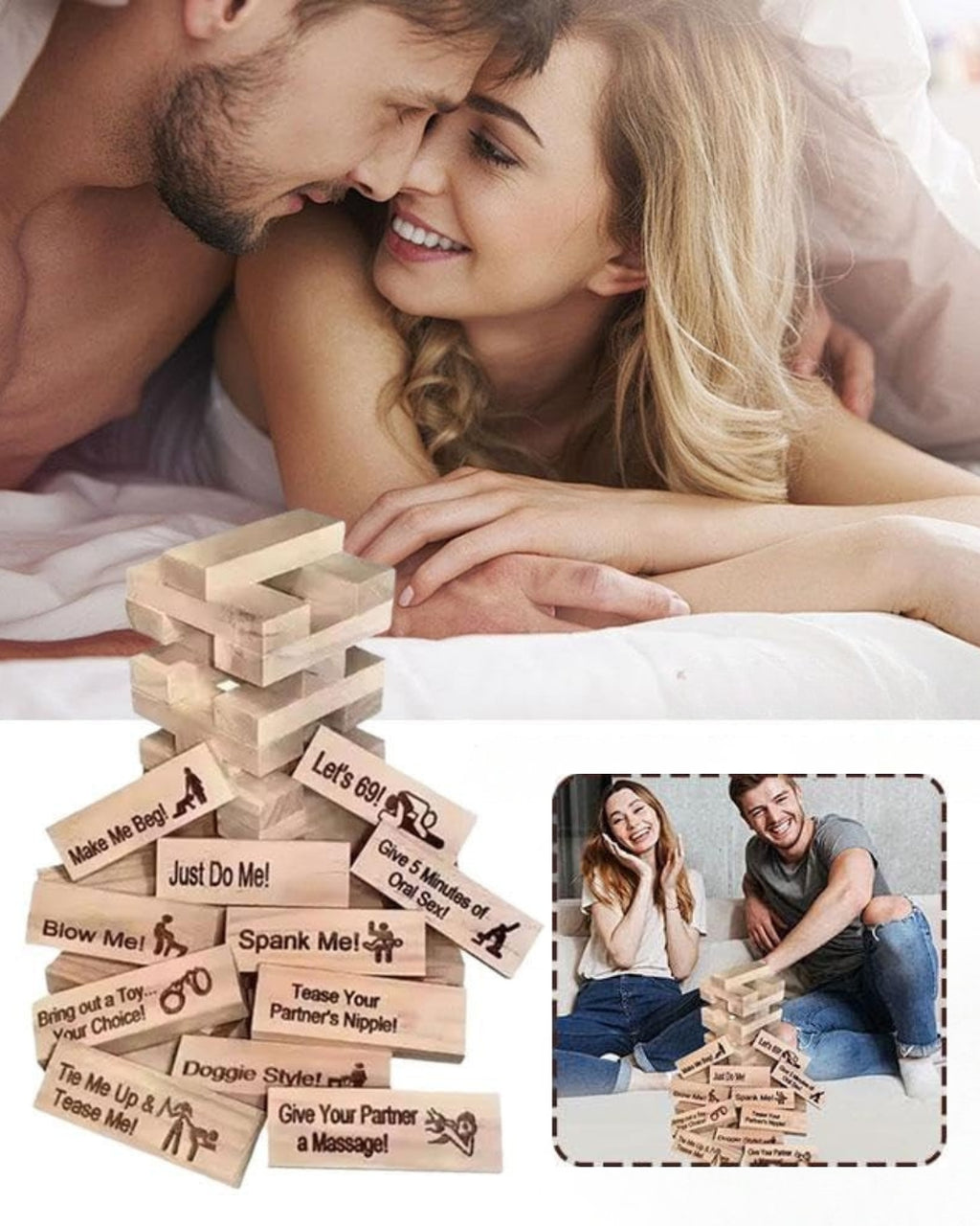 Romantic Jenga Game for Couples - Fun Date Night Activity | Perfect Gift for Couples
